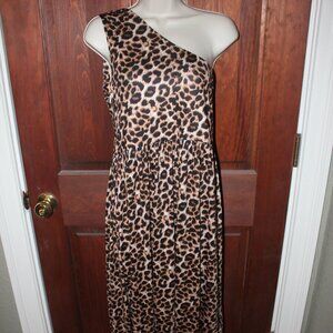 NEVER WORN - One Shoulder Leopard Print Maxi Dress
